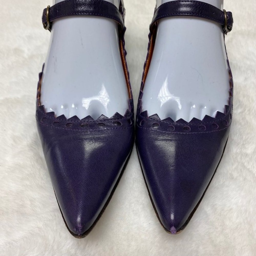 L'Autre Chose Made In‎ Italy Leather Triangle Scalloped Single Strap Heels, sz 7 - Picture 2 of 10